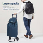 Rainberg 50Ltr Lightweight 2 Wheels Shopping Trolley, Hard Wearing & Foldaway Trendy Folding, Collapsible Push/Pull Carts for Easy Storage (Blue) - Damaged Box