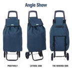 Rainberg 50Ltr Lightweight 2 Wheels Shopping Trolley, Hard Wearing & Foldaway Trendy Folding, Collapsible Push/Pull Carts for Easy Storage (Blue) - Damaged Box