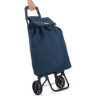Rainberg 50Ltr Lightweight 2 Wheels Shopping Trolley, Hard Wearing & Foldaway Trendy Folding, Collapsible Push/Pull Carts for Easy Storage (Blue) - Damaged Box