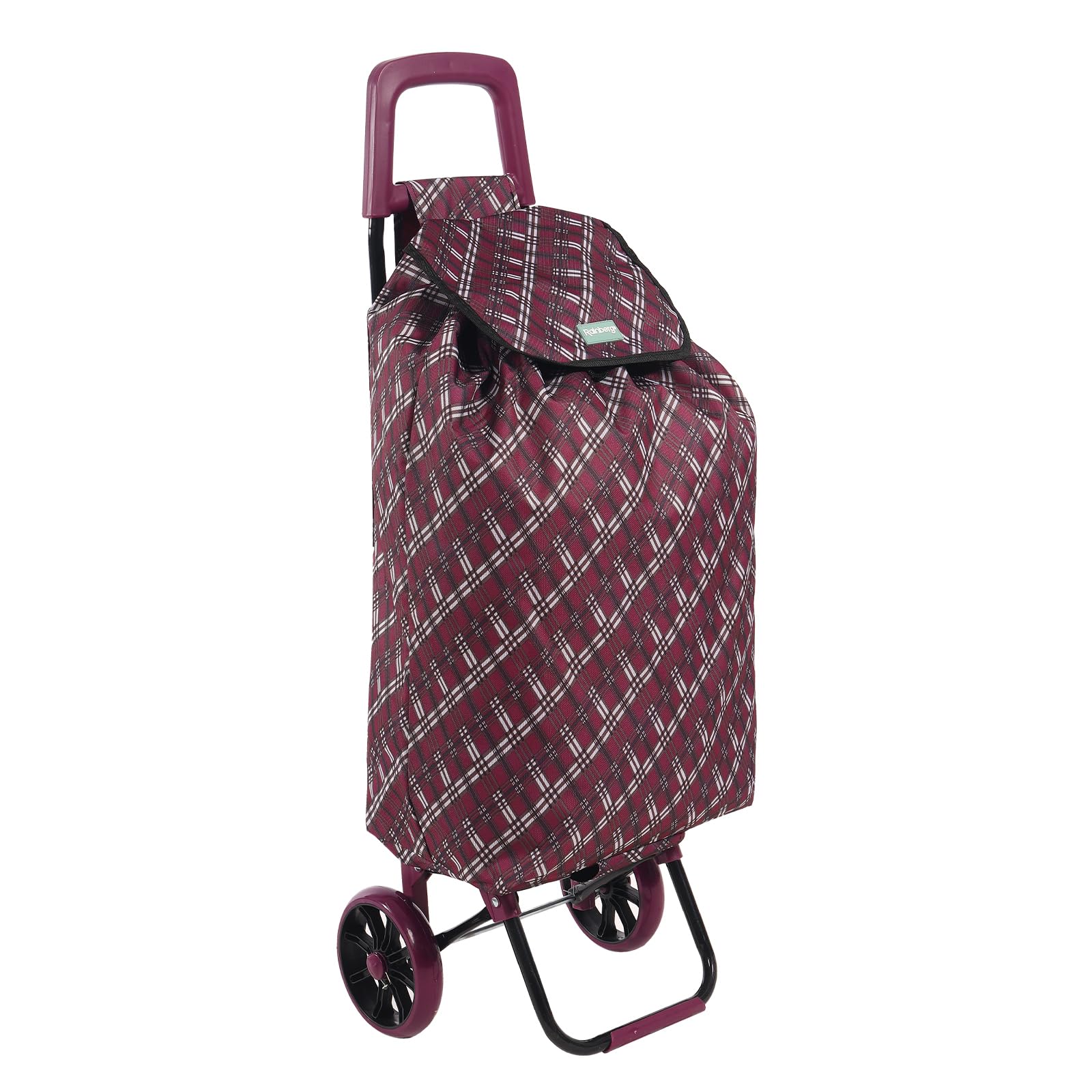 Rainberg 50Ltr Lightweight 2 Wheels Shopping Trolley, Hard Wearing & Foldaway Trendy Folding, Collapsible Push/Pull Carts for Easy Storage (Blue) - Damaged Box