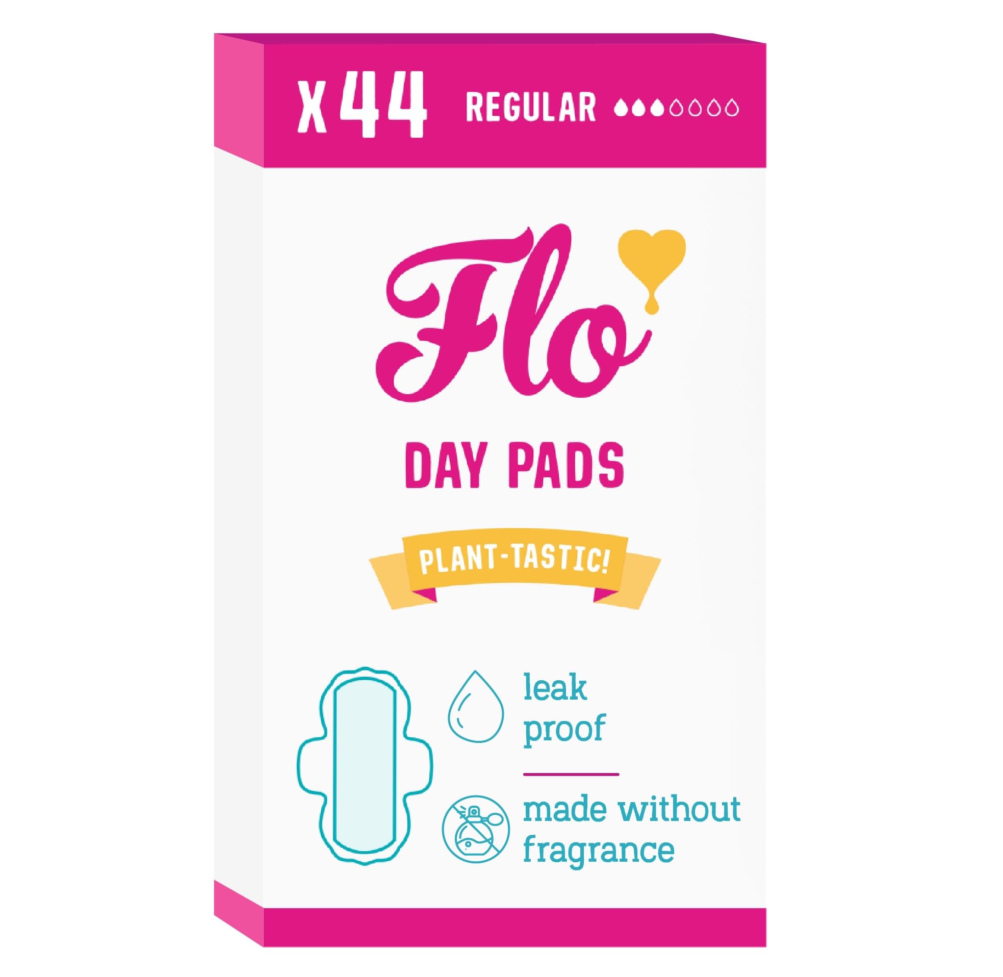 Flo - Day Menstrual Pads (88 Pack) - Regular Flow - Leak Locking - Winged + Ultra-Thin - Natural, Absorbent, Soft, & Breathable - Bamboo Period Pads for Women - Plant Based - Vegan & Cruelty Free - Damaged Box