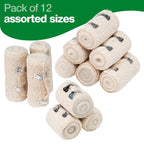 Safety First Aid Group Group HypaBand Crepe Cotton Bandages, Assorted Pack of 12 - BBE 12/2028