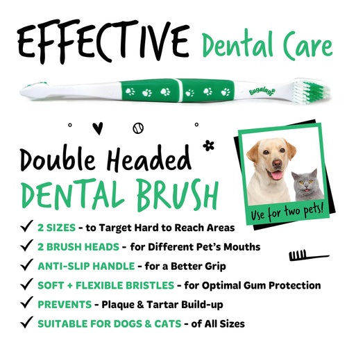 Bugalugs Dog Toothbrush & Cat Toothbrush Dual Ended Dog Plaque Remover, Our Dental Dog Teeth Cleaning Products Makes Dog Teeth Cleaning Easier use with Dog Toothpaste & Cat Toothpaste (Twin Pack)