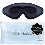 MyHalos(R) 100% Blackout Sleep Masks for Women & Men - Zero Eye Pressure Eye Mask for Sleeping -Our Halo Sleep Mask Includes a Storage Pouch- Black Eye Mask for Travel or Blindfold