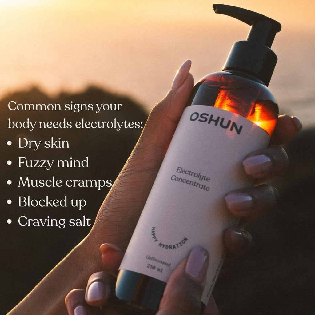 Oshun Electrolytes (Unflavoured/250ml) | Pure Electrolyte Concentrate to Instantly Supercharge Hydration/Performance | 100% Sugar-Free Electrolytes | No Additives/Flavourings | Clear Skin, Clear Mind - Damaged Box