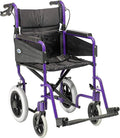 Days Lightweight Wheelchair for Adults - Lightweight Folding Wheelchair w/ Adjustable Footrests & Padded Seat, Attendant-Propelled Wheel Chair for Daily Living - Wide 51 cm Seat Width, Purple - Damaged Box