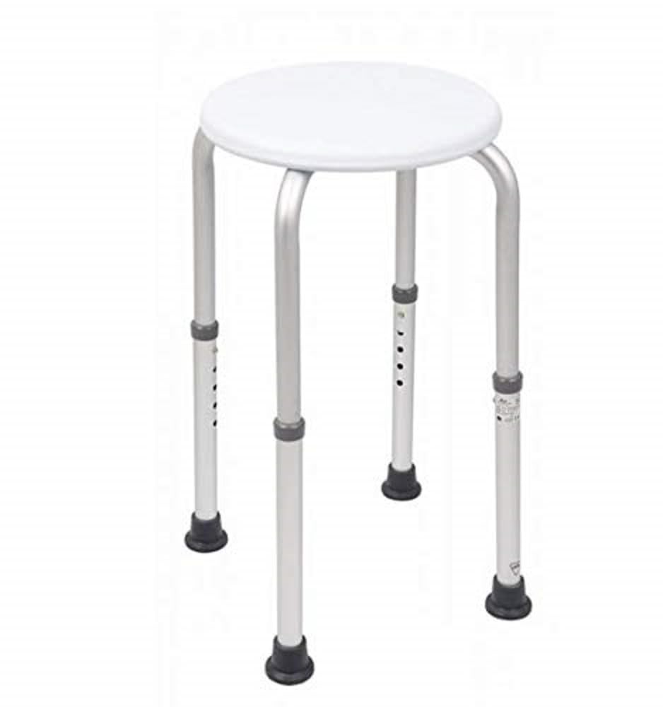 Homecraft Aluminium Shower Stools with Circular Seat - 50.8 - 61cm Pre-Assembled Height Adjustable Sturdy Bathroom Seat for Elderly & Disabled, Reduce Slips & Falls - Damaged Box