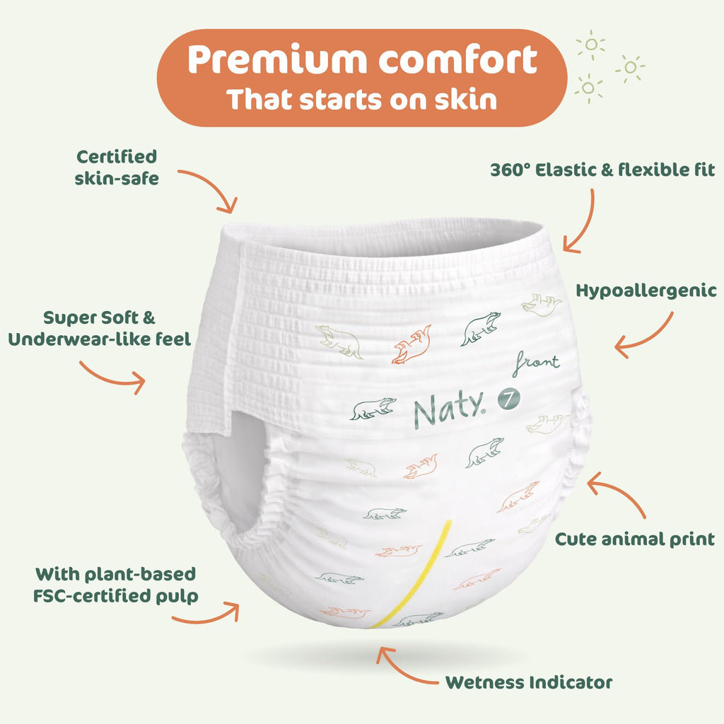Naty FreeMovers Nappy Pants, Size 7,(16+ kg), 64 Count - Damaged Box