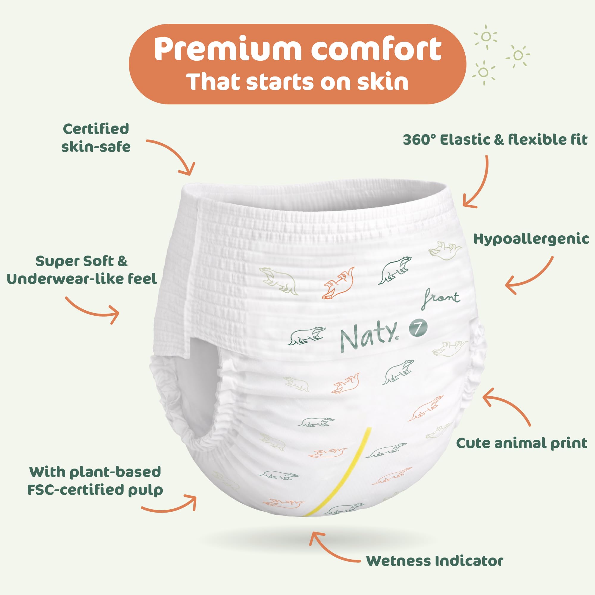 Naty FreeMovers Nappy Pants, Size 7,(16+ kg), 64 Count - Damaged Box