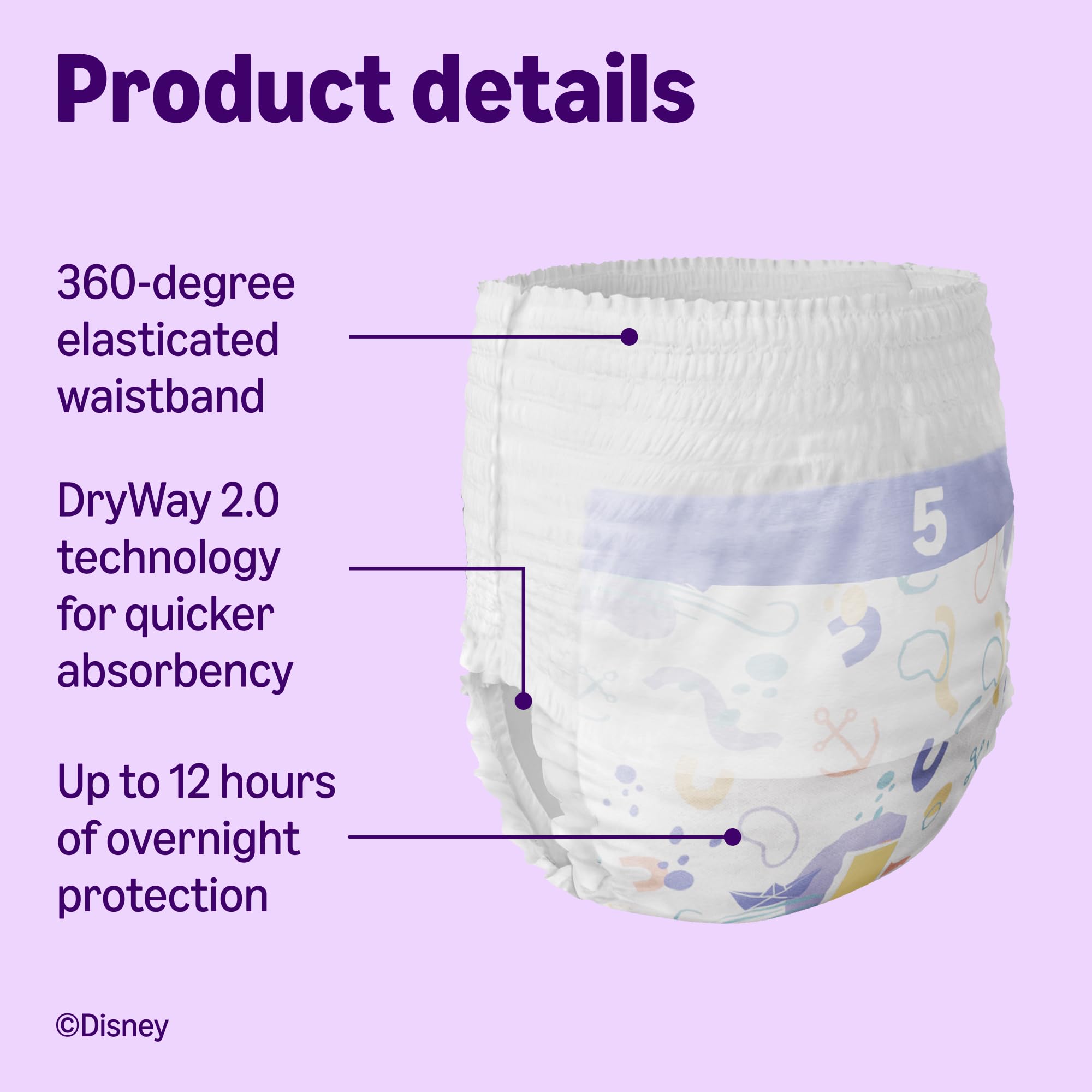 by Amazon Disney Nappy Pants, Size 5 (12-17 kg), 140 Count (2 Packs of 70), White, Monthly Pack (Previously a Mama Bear brand, same product) - Damaged Box