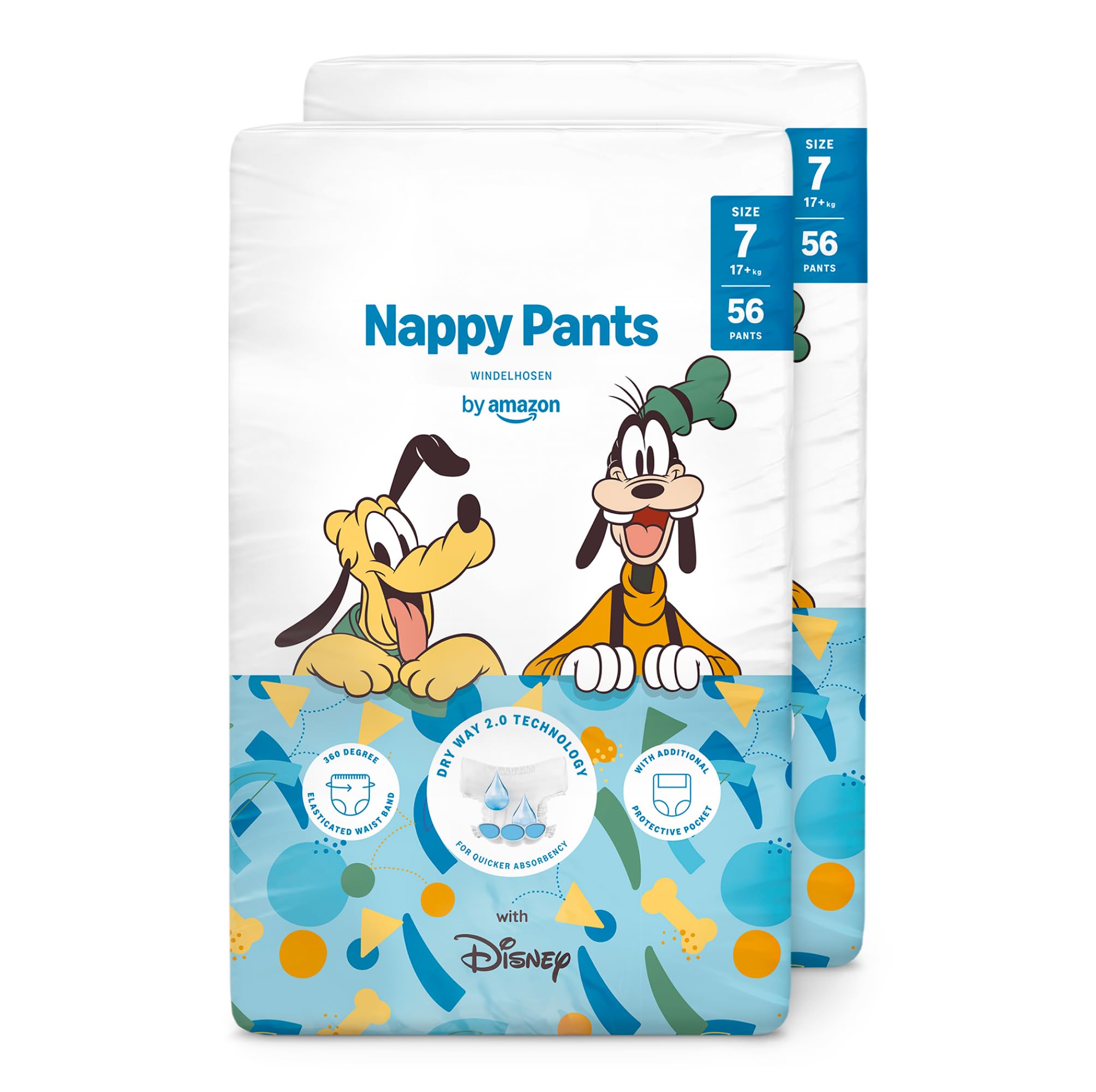 by Amazon Disney Nappy Pants, Size 5 (12-17 kg), 140 Count (2 Packs of 70), White, Monthly Pack (Previously a Mama Bear brand, same product) - Damaged Box