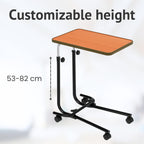 HOMECRAFT Over Bed Table with Wheels - Adjustable Bed Table - Hospital Overbed Table for Meals, Work, or Recovery - Sturdy Table Bed with Teak Laminate Surface, Raised Edges, and Steel Frame - Damaged Box