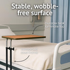 HOMECRAFT Over Bed Table with Wheels - Adjustable Bed Table - Hospital Overbed Table for Meals, Work, or Recovery - Sturdy Table Bed with Teak Laminate Surface, Raised Edges, and Steel Frame - Damaged Box