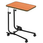 HOMECRAFT Over Bed Table with Wheels - Adjustable Bed Table - Hospital Overbed Table for Meals, Work, or Recovery - Sturdy Table Bed with Teak Laminate Surface, Raised Edges, and Steel Frame - Damaged Box
