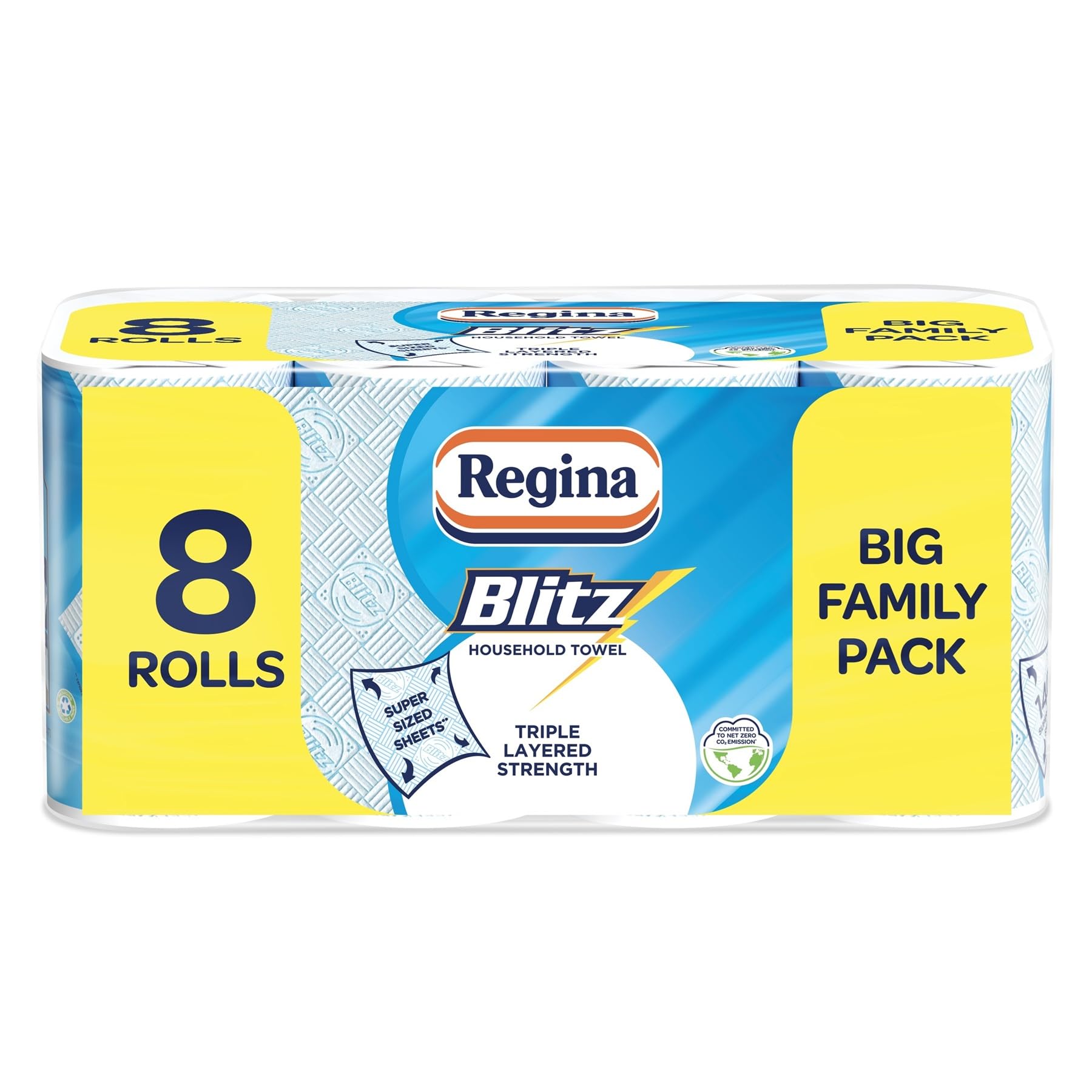 Regina Blitz, 8 Rolls of Household Towel, 3-Ply
