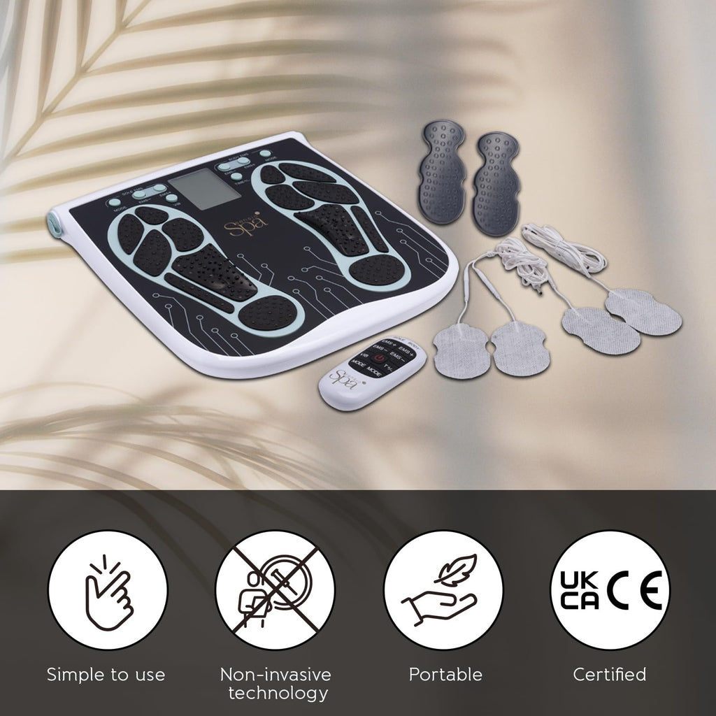 Sensio Spa EMS Foot & Body Massager with Vibration & Remote Control & 4 Pads - 99 Levels | Mains or Battery Powered | Electric Muscle Stimulator Popular Alternative to TENS Machines & Vibration Plates - Damaged Box