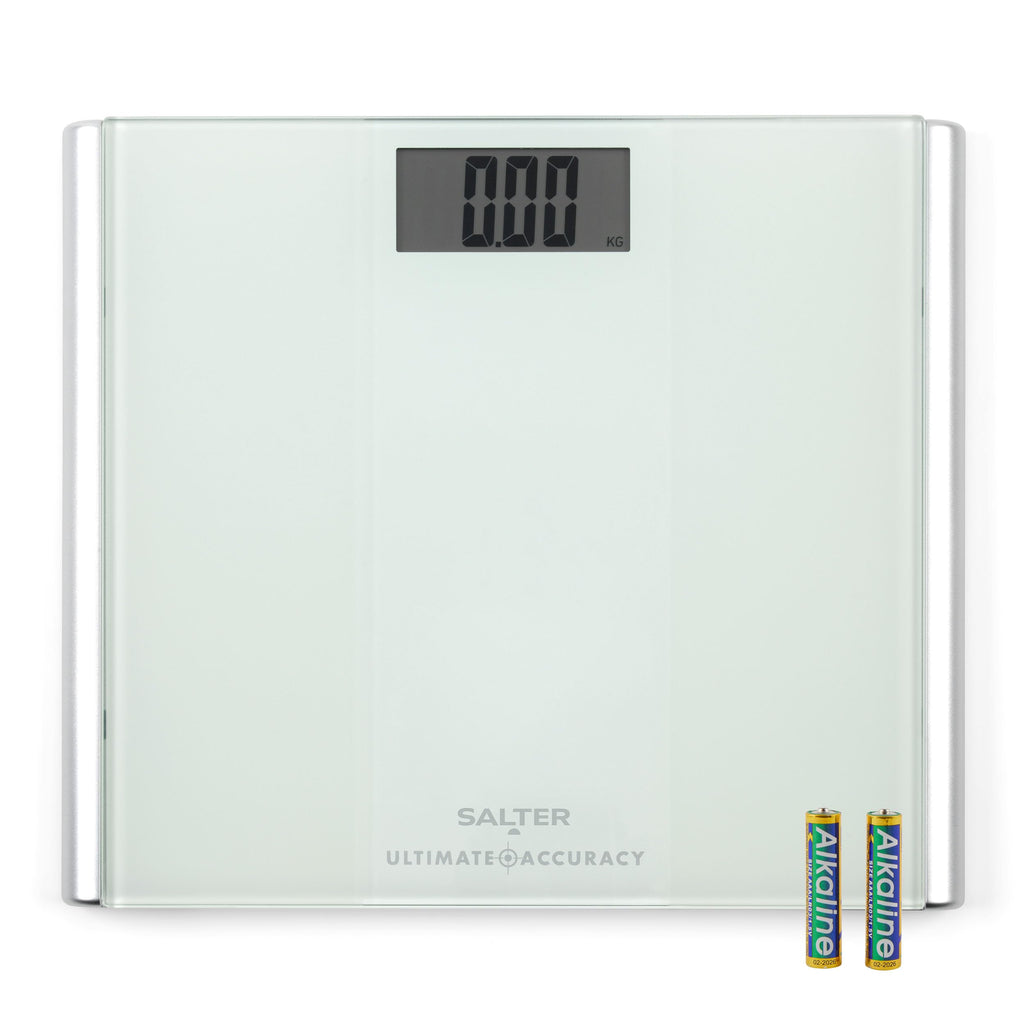 Salter Ultimate Accuracy Bathroom Scale - Digital Bodyweight, Body Fat Scale, 180kg/28st 3lb, 0.05kg/ 50g Precision Instant Readings, LCD Easy To Read Display, Includes Carpet Feet & Batteries - Damaged Box