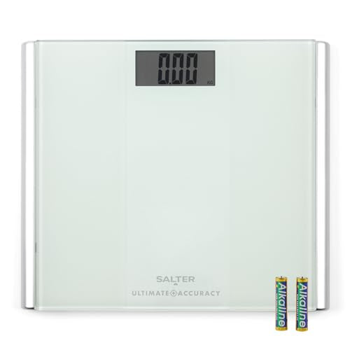 Salter Ultimate Accuracy Bathroom Scale - Digital Bodyweight, Body Fat Scale, 180kg/28st 3lb, 0.05kg/ 50g Precision Instant Readings, LCD Easy To Read Display, Includes Carpet Feet & Batteries - Damaged Box