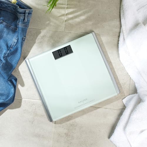 Salter Ultimate Accuracy Bathroom Scale - Digital Bodyweight, Body Fat Scale, 180kg/28st 3lb, 0.05kg/ 50g Precision Instant Readings, LCD Easy To Read Display, Includes Carpet Feet & Batteries - Damaged Box