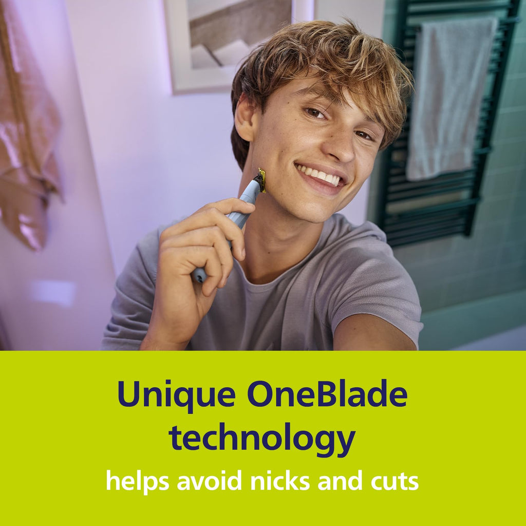 Philips OneBlade First Shave Anti-Friction Blade Head, Compatible with all OneBlade & Pro Electric Shaver & Trimmers, Original from Philips, 1x One Blade, 4-Month Supply (QP215/50)