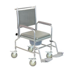 NRS Healthcare Wheeled Commode/Over Toilet Chair with Padded Seat and Back S30063 - Height Adjustable - Damaged Box