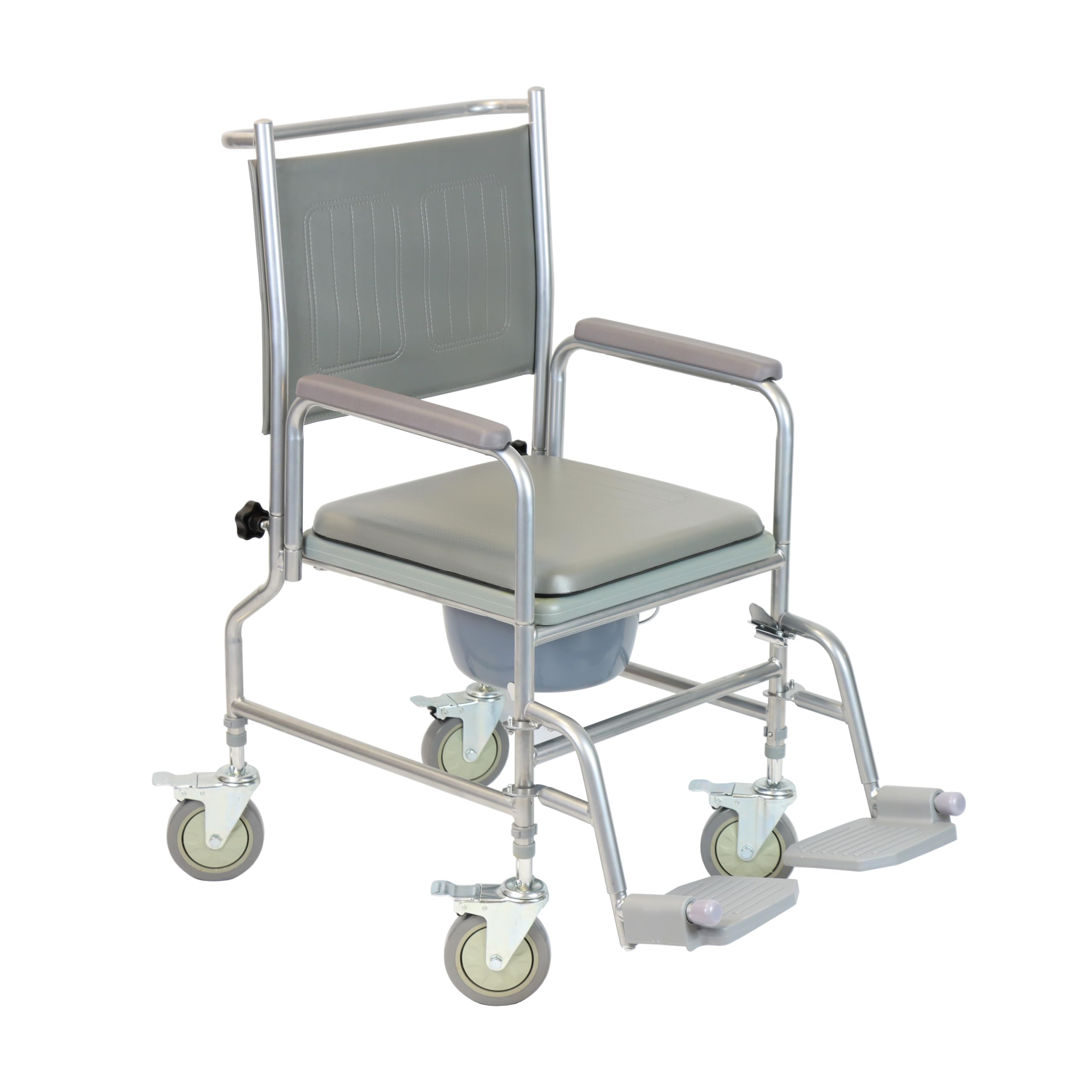 NRS Healthcare Wheeled Commode/Over Toilet Chair with Padded Seat and Back S30063 - Height Adjustable - Damaged Box