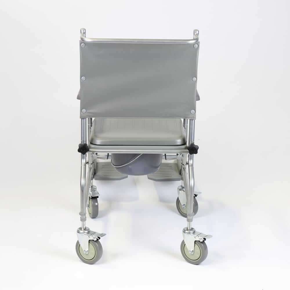 NRS Healthcare Wheeled Commode/Over Toilet Chair with Padded Seat and Back S30063 - Height Adjustable - Damaged Box