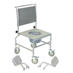 NRS Healthcare Wheeled Commode/Over Toilet Chair with Padded Seat and Back S30063 - Height Adjustable - Damaged Box