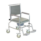 NRS Healthcare Wheeled Commode/Over Toilet Chair with Padded Seat and Back S30063 - Height Adjustable - Damaged Box