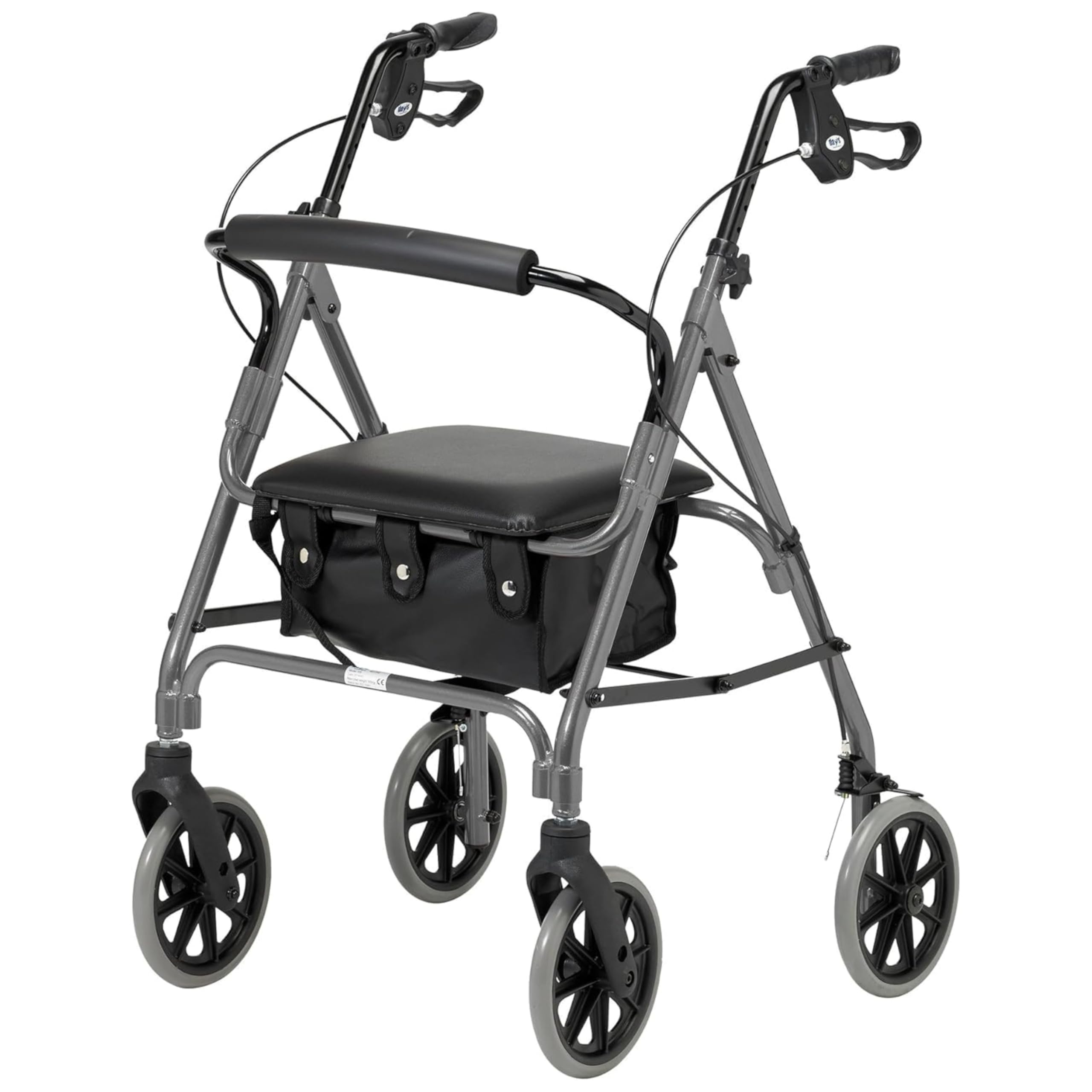 Days Rollator Walker with Seat - Lightweight Walking Aids Rollator, Adjustable Walking Frame with Wheels, Safe-Lock Brakes & Comfort Handles, Folding Mobility Aid for Users 5'9"-6'5" - Large, Quartz - Damaged Box