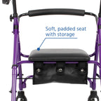Days Rollator Walker with Seat - Lightweight Walking Aids Rollator, Adjustable Walking Frame with Wheels, Safe-Lock Brakes & Comfort Handles, Folding Mobility Aid for Users 5'9"-6'5" - Large, Quartz - Damaged Box