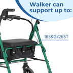 Days Rollator Walker with Seat - Lightweight Walking Aids Rollator, Adjustable Walking Frame with Wheels, Safe-Lock Brakes & Comfort Handles, Folding Mobility Aid for Users 5'9"-6'5" - Large, Quartz - Damaged Box