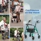 Days Rollator Walker with Seat - Lightweight Walking Aids Rollator, Adjustable Walking Frame with Wheels, Safe-Lock Brakes & Comfort Handles, Folding Mobility Aid for Users 5'9"-6'5" - Large, Quartz - Damaged Box