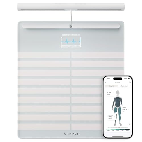 WITHINGS Body Scan - Smart Scale with Segmental Body Composition Analysis BIA, Weighing Scales Body Weight & Vascular Age, Visceral Fat, Heart Rate, iOS/Android, Beige