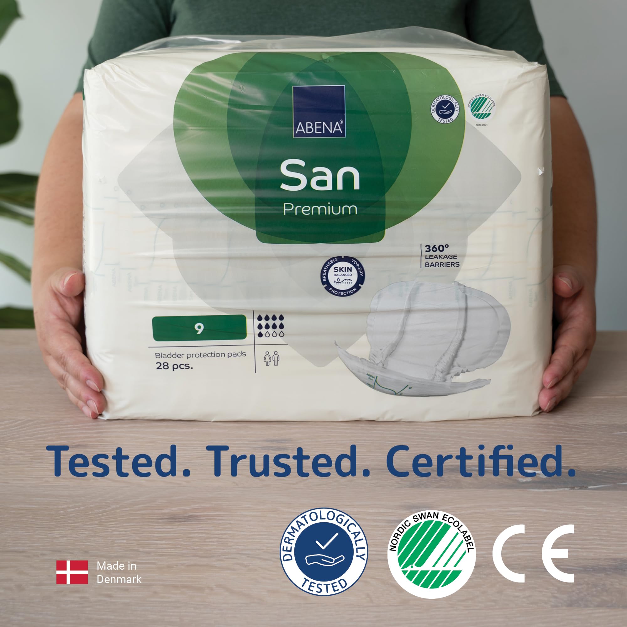 ABENA San Premium Mens & Womens Incontinence Pads, Breathable & Comfortable, Fast Absorption, Discreet & Effective Shaped Incontinence Pads for Men/Women - Premium 9, 2400ml Absorbency, 4x 28PK - Damaged Box