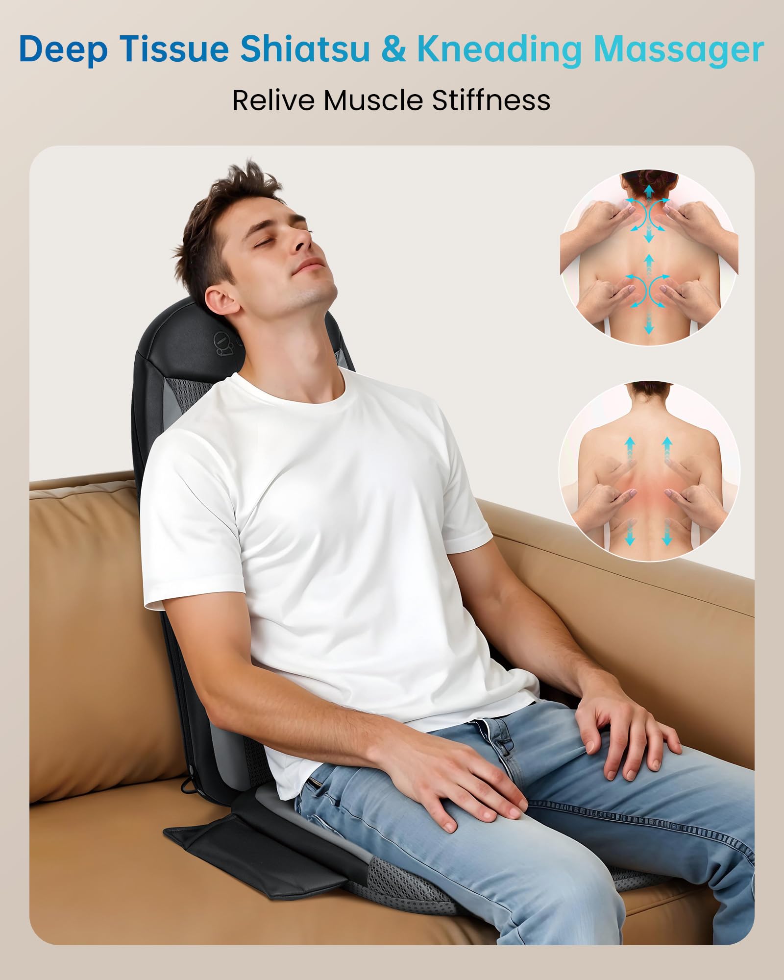 COMFIER Shiatsu Back Massager with Heat,Massage Chair Pad for Back Relief deep,Heated seat Cushion,Chair Massager for Neck,Hip with Kneading & Vibration,Home Office,Gifts for Women Men,Dad,Mom - Very Good