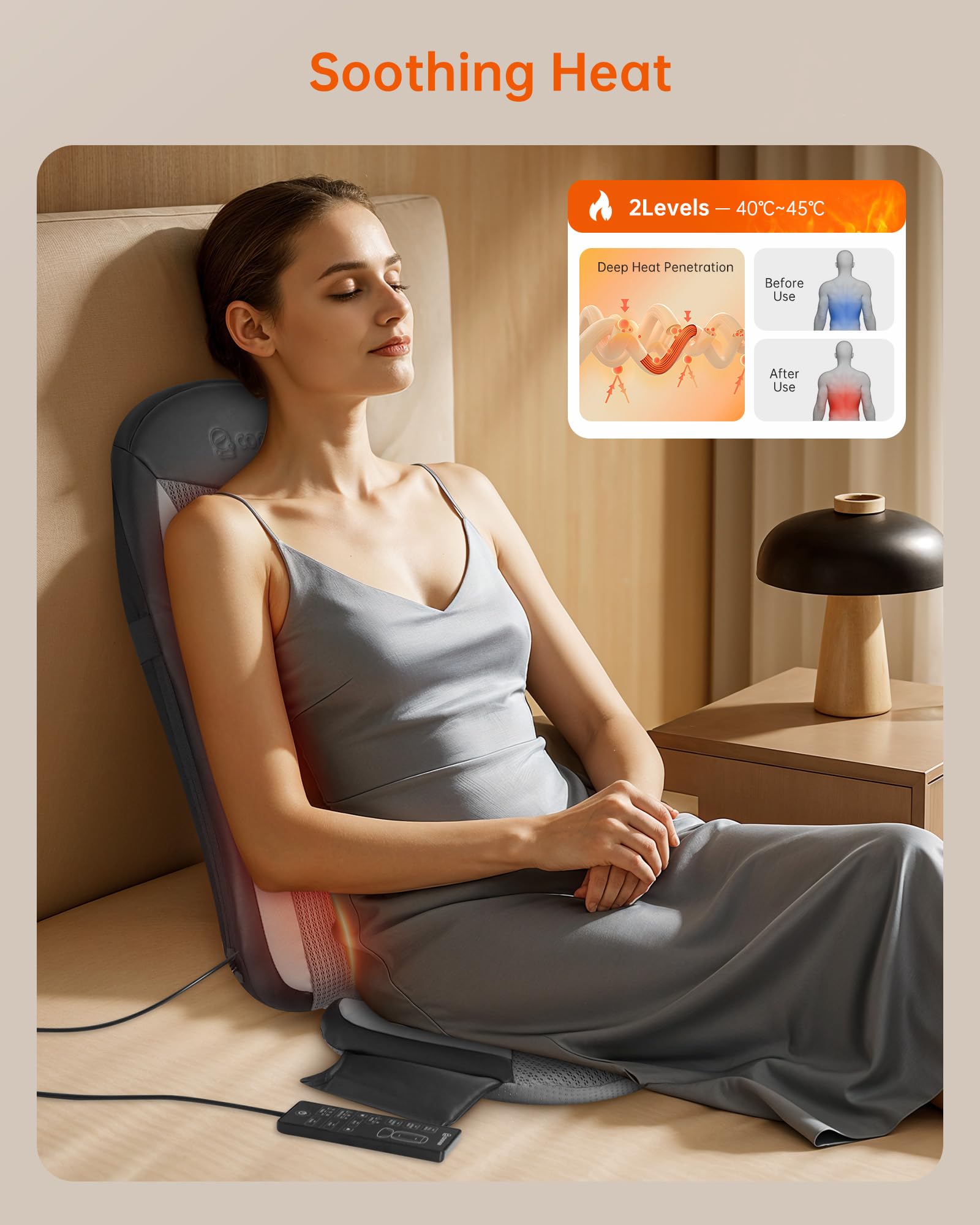 COMFIER Shiatsu Back Massager with Heat,Massage Chair Pad for Back Relief deep,Heated seat Cushion,Chair Massager for Neck,Hip with Kneading & Vibration,Home Office,Gifts for Women Men,Dad,Mom - Very Good