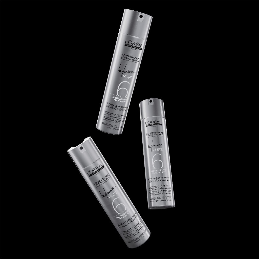 L'Or'eal Professionnel, Infinium Pure Hairspray, Repositionable Strong Fixing Spray & Ultra Fine Diffusion, Natural Shine & Touch, Lightweight & Hypoallergenic Formulation, Fragrance Free, 300 ml