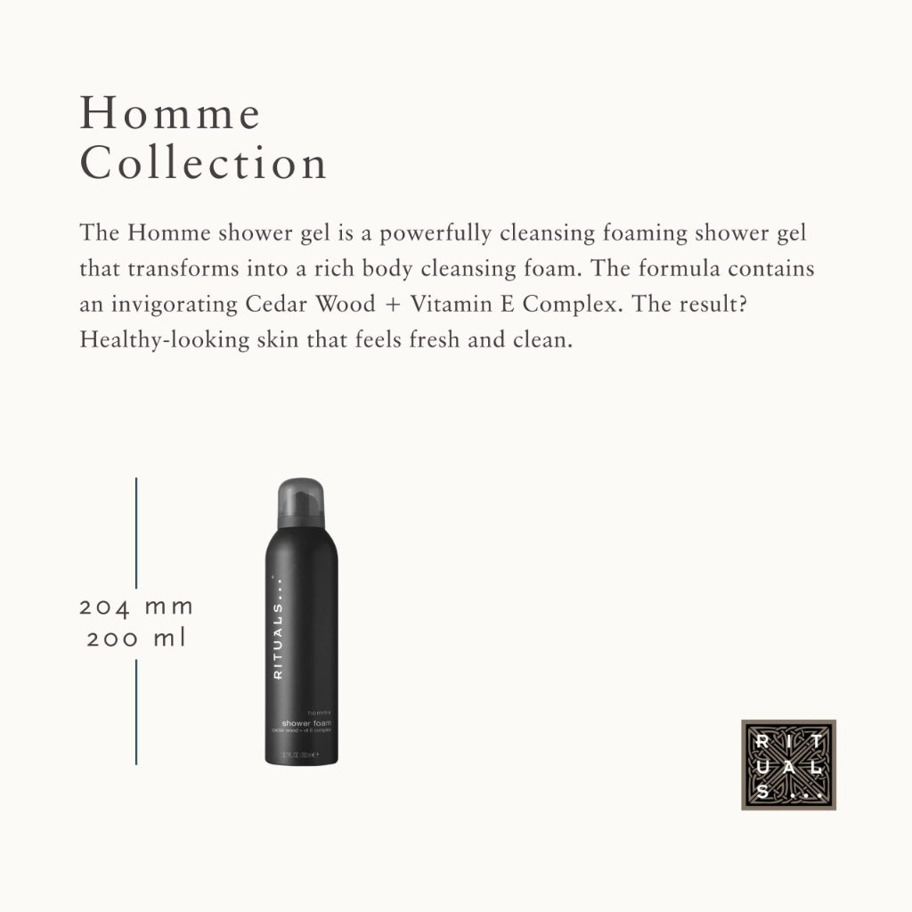 Rituals Homme Shower Foam 200ml — Men's Daily Use Cleansing Gel - Damaged Box