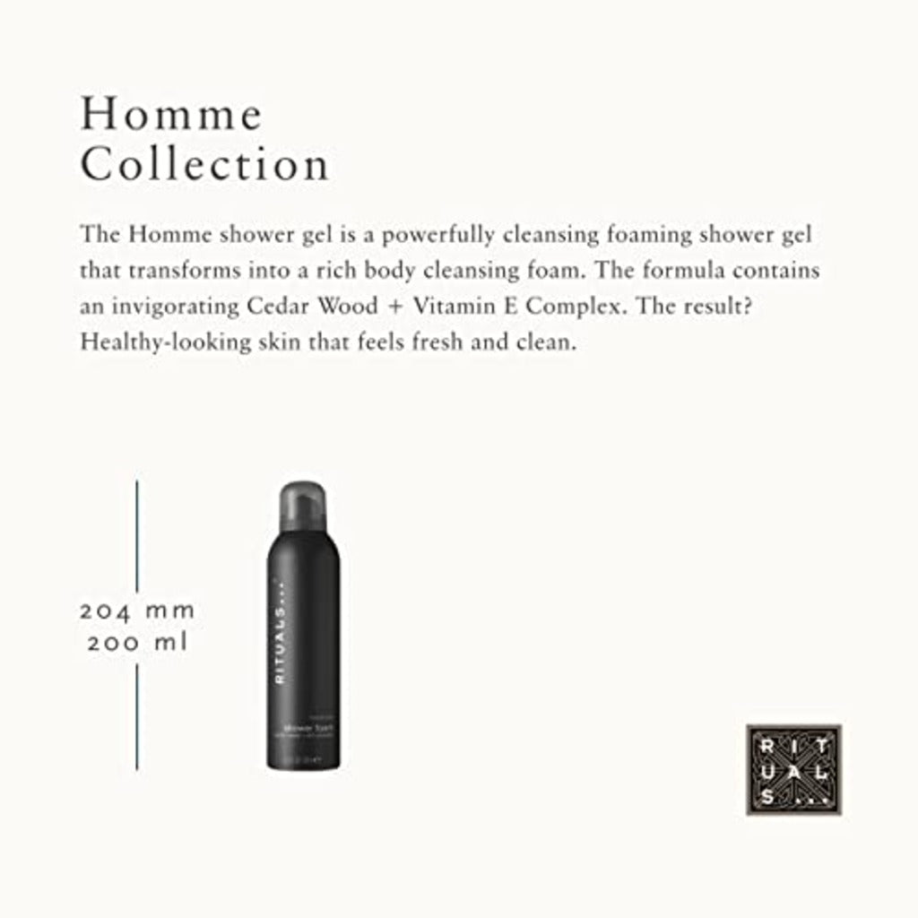 Rituals Homme Shower Foam 200ml — Men's Daily Use Cleansing Gel - Damaged Box