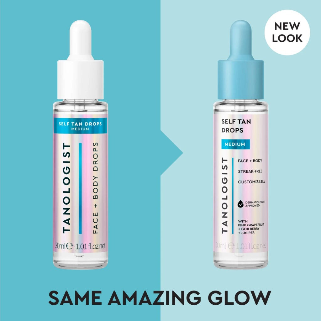 Tanologist Self Tan Drops - Medium 30ml - Face & Body - Sensitive Skin - Vegan & Clean Ingredients - Damaged Box