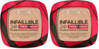 L'Or'eal Paris Infallible 24H Fresh Wear Foundation in a Powder, Full-coverage, Longwear, Weightless Smooth Finish, Water-proof and Transfer-proof, 120 Vanilla - New