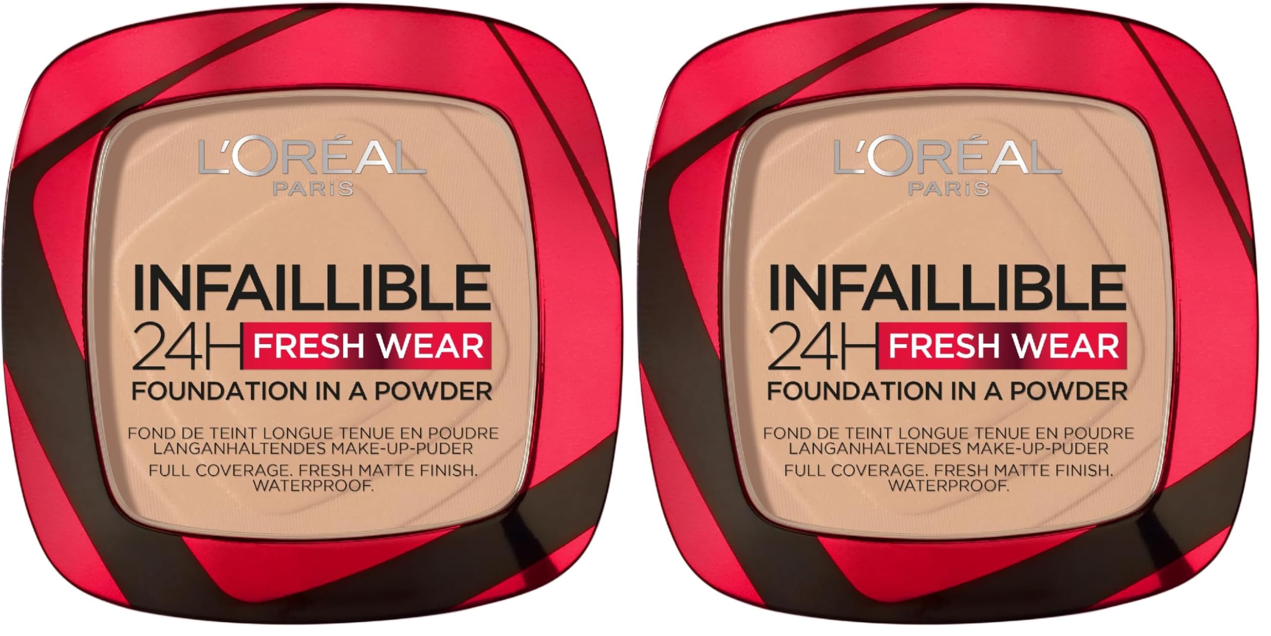 L'Or'eal Paris Infallible 24H Fresh Wear Foundation in a Powder, Full-coverage, Longwear, Weightless Smooth Finish, Water-proof and Transfer-proof, 120 Vanilla - New