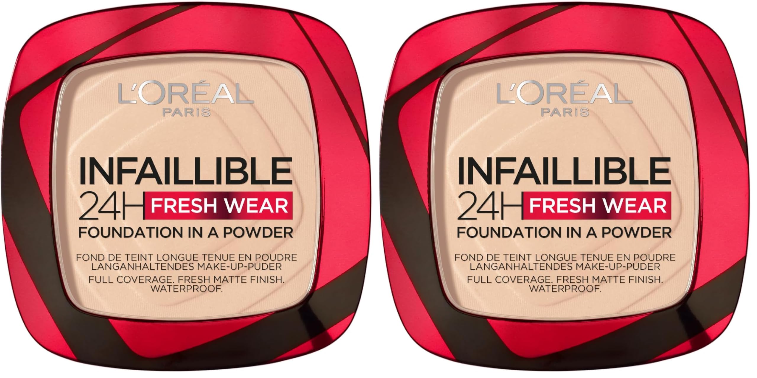 L'Or'eal Paris Infallible 24H Fresh Wear Foundation in a Powder, Full-coverage, Longwear, Weightless Smooth Finish, Water-proof and Transfer-proof, 120 Vanilla - New