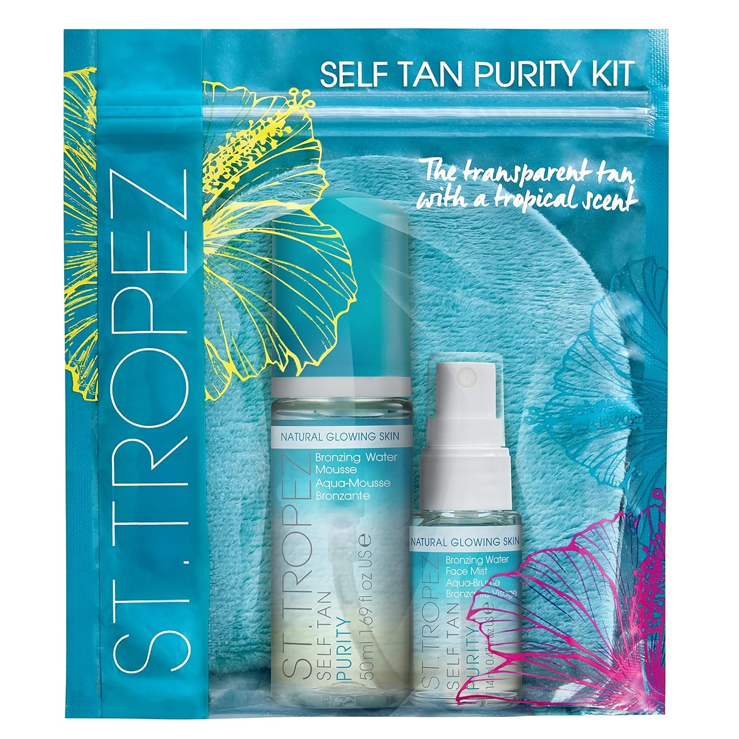 St.Tropez Self Tan Purity Starter Kit, Travel Size, Tanning Water Face Mist and Applicator Mitt, Vegan, Natural & Cruelty Free - New
