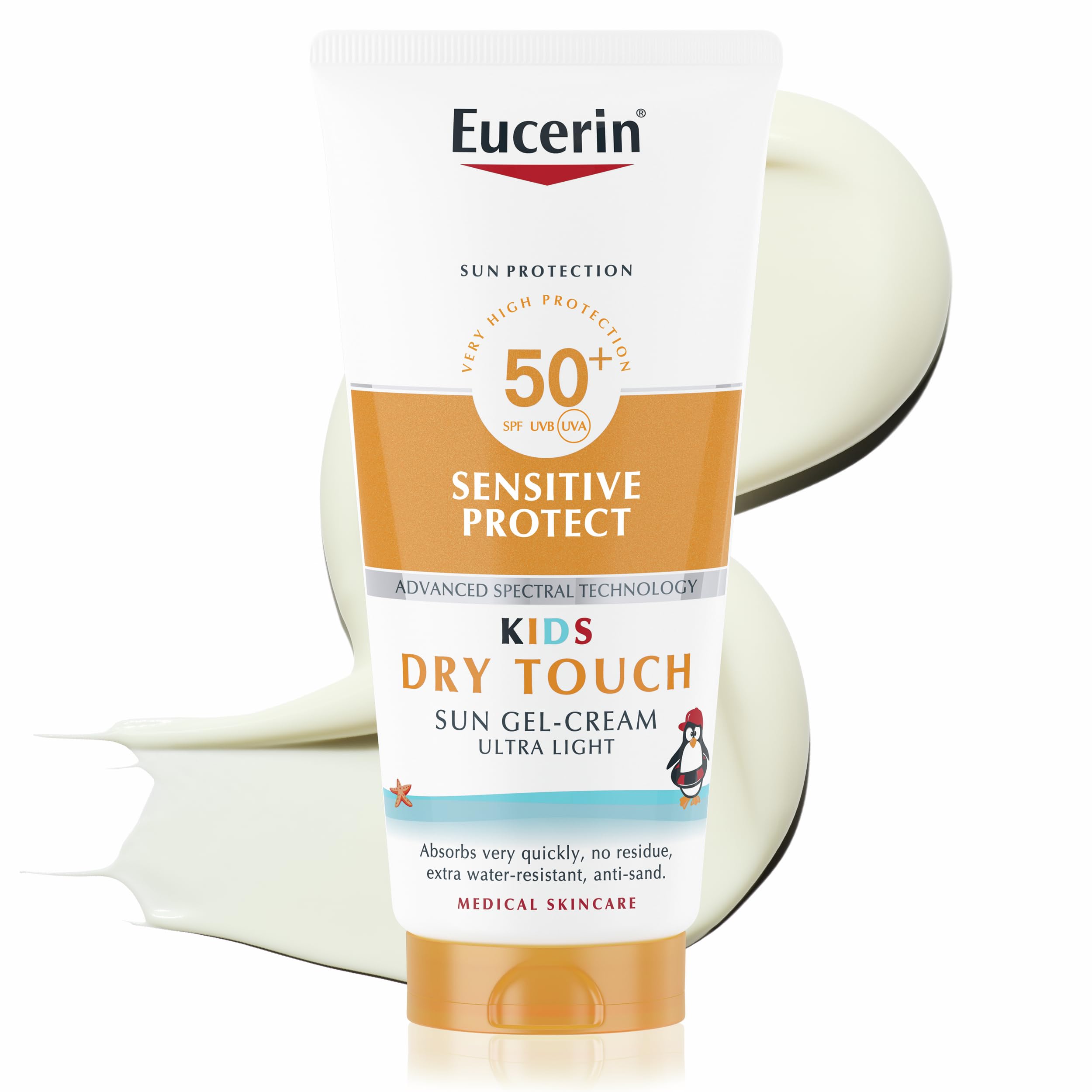 Eucerin Sun Kids Sensitive Protect SPF50+ Sun Cream 200ml - UVA/UVB, Water-Resistant Gel-Cream for Children's Skin