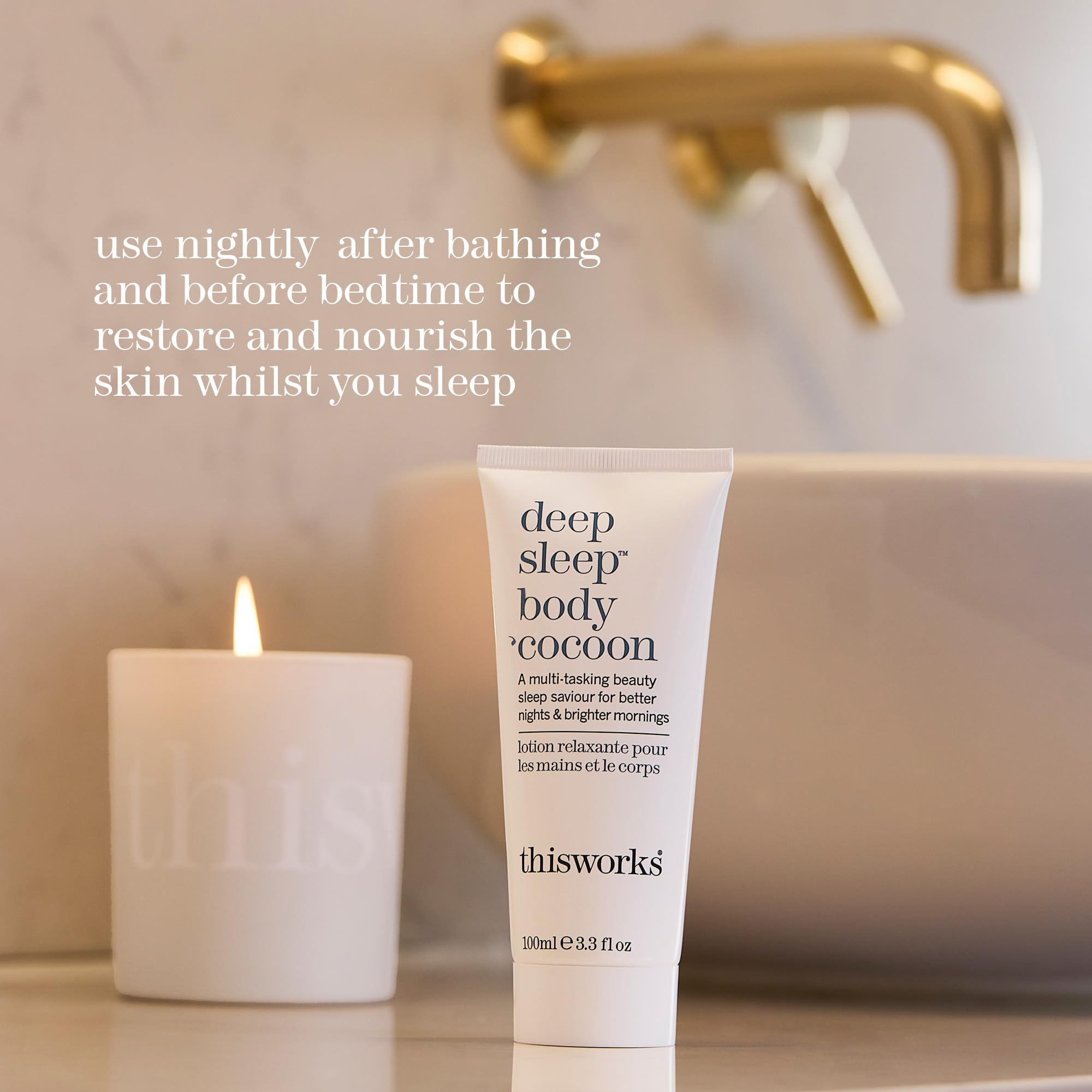 This Works Deep Sleep Body Cocoon, 100 ml - Body Lotion with Soothing Shea Butter to Support Dry Skin - Nourishing Body Moisturiser Infused with Lavender and Camomile Essential Oils for Restful Sleep - Damaged Box