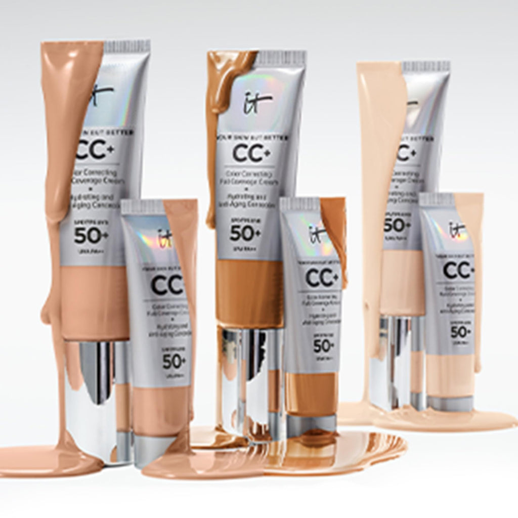 iT Cosmetics CC+ Cream SPF 50+ Full-Coverage CC Cream Foundation with Hyaluronic Acid, Niacinamide & Vitamin E for a Radiant Finish, CC Cream, Your Skin But Better, (Full Size or Travel Size) - New