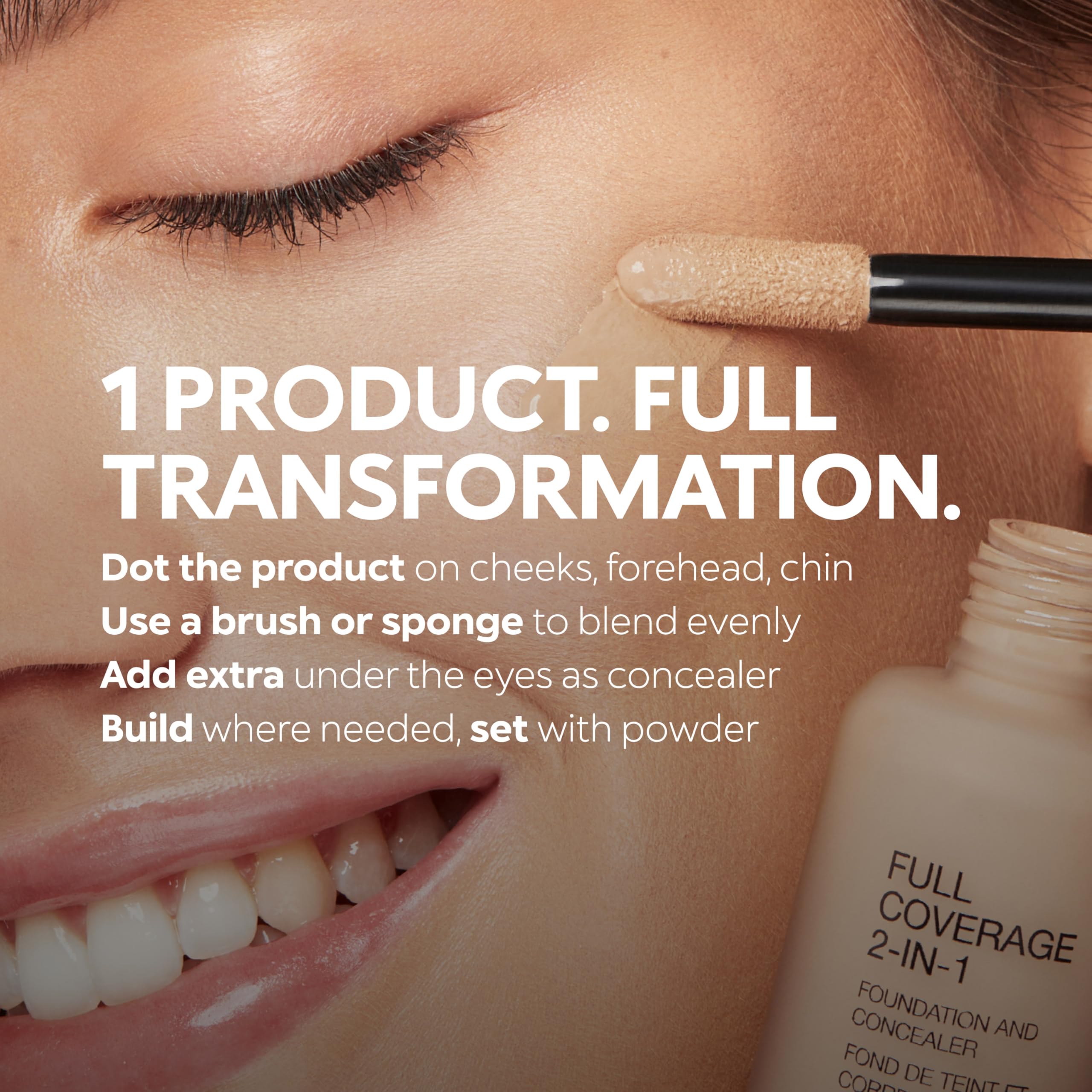 KIKO Milano Full Coverage 2-in-1 Foundation & Concealer 02 - WR 10, 2 In 1 Foundation And Concealer, Superior Coverage - New