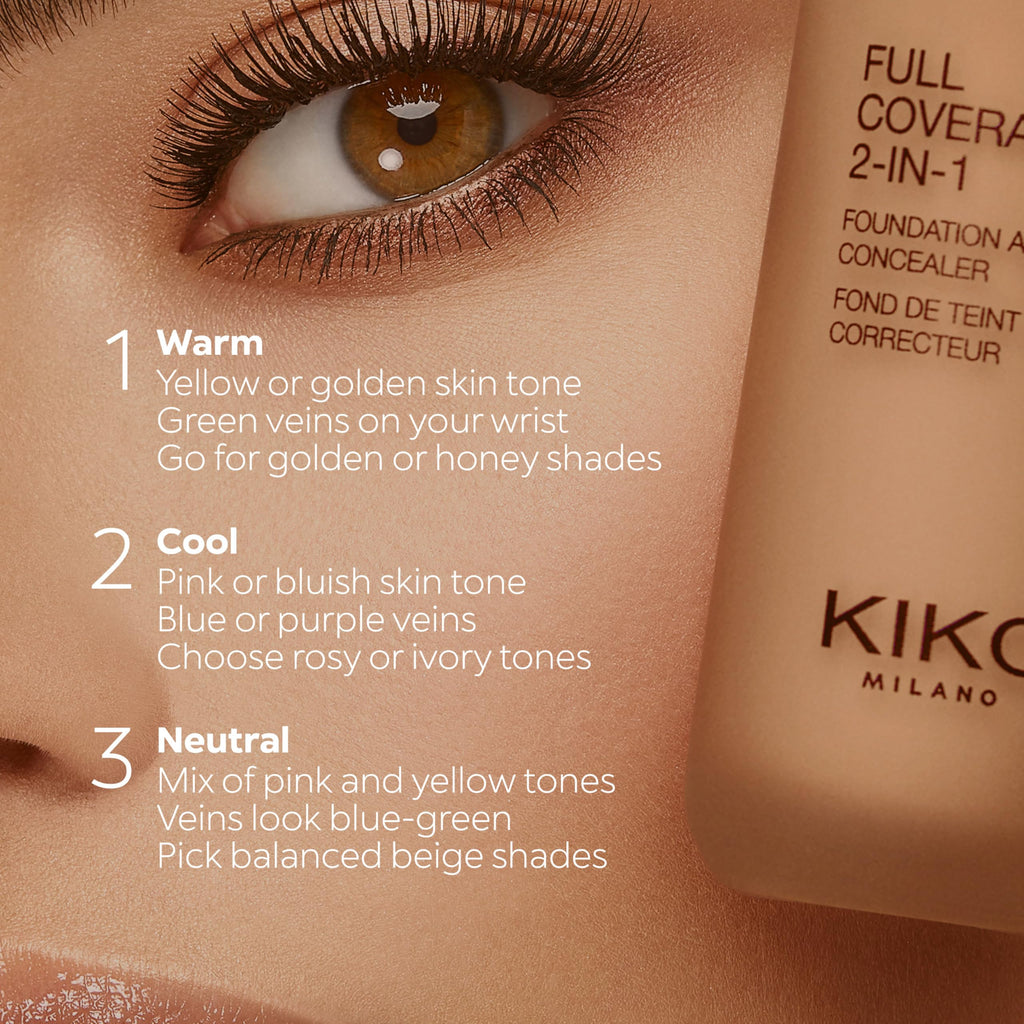 KIKO Milano Full Coverage 2-in-1 Foundation & Concealer 02 - WR 10, 2 In 1 Foundation And Concealer, Superior Coverage - New
